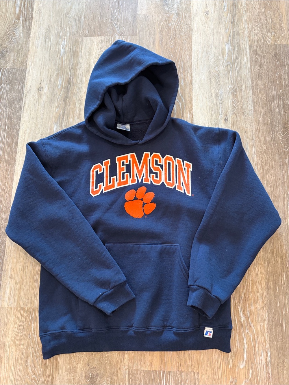 Russell Athletic Navy Hoodie with Orange Clemson Logo